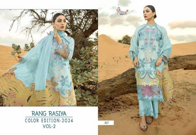 Rang Rasiya Color Edition 2024 Vol 2 By Shree Lawn Cotton Pakistani Suits Wholesale Online
